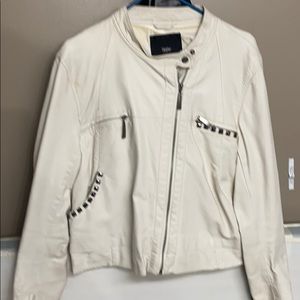 Cream Faux Leather Jacket